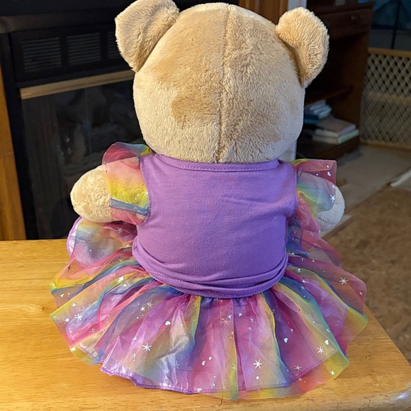 Build-A-Bear Tan Bear with Purple and Rainbow Outfit - Picture 2 of 2